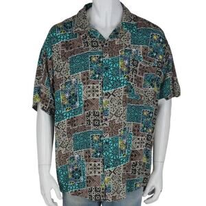 Vintage Maxx FM Wacky Abstract Geometric All Over Print Festival Camp Shirt